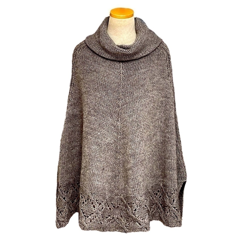 Iperico Sweater Shawl NWT Brown Knit Turtleneck Italy One Size